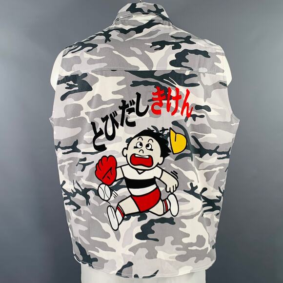 FUCKINGAWESOME Size XL Grey Black White Camo Cotton Cargo Vest - Picture 4 of 6